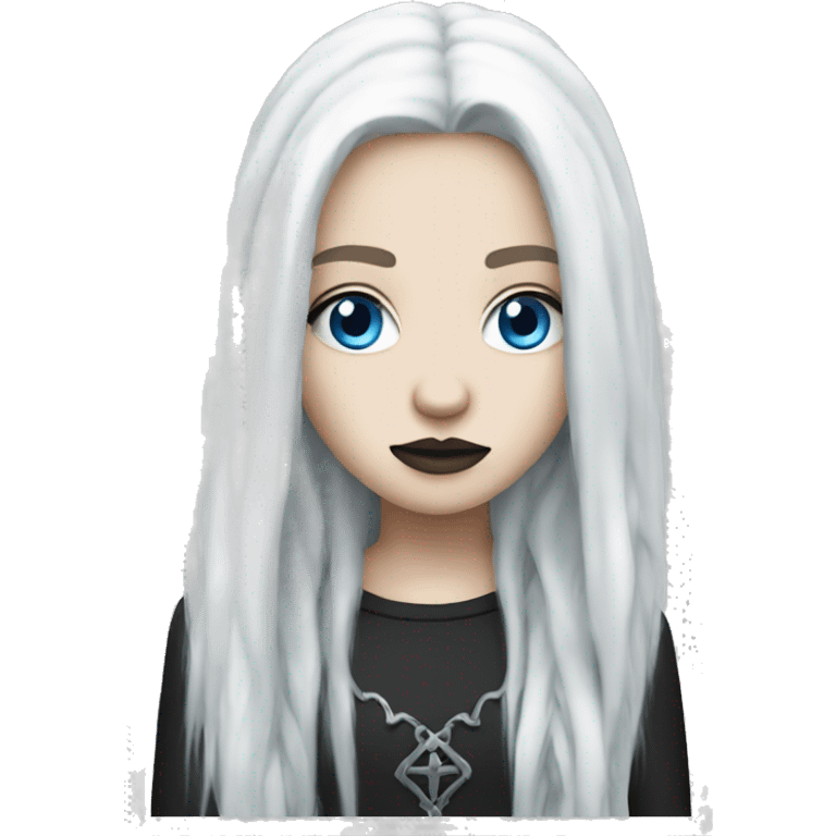 White goth girl long hair and blue eyes emoji