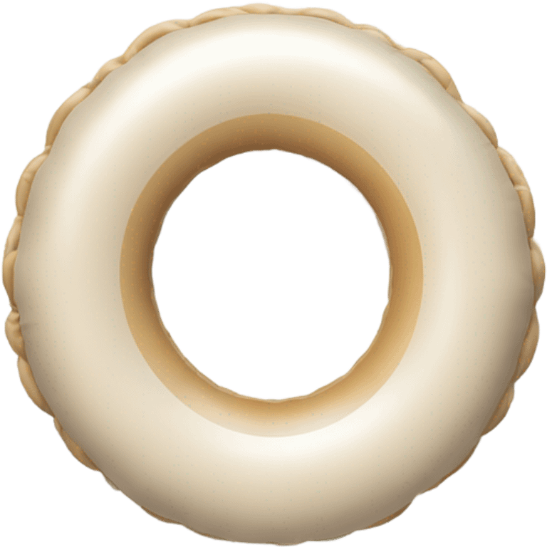 inflatable floating ring on pool white y beige emoji