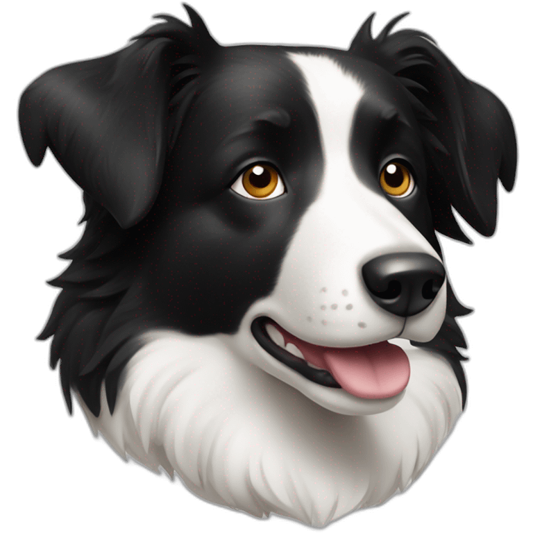 Black and white Border collie dog emoji