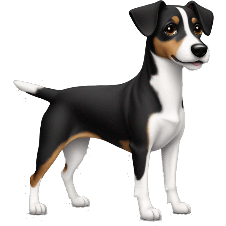 All Black dog Jack Russell Terrier full body emoji