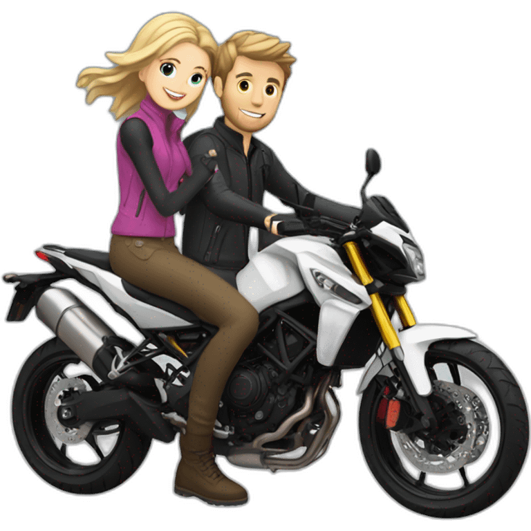 White Girl and white guy on a MT09 emoji