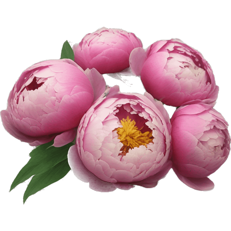 Peonies buket of flowers inside a newspaper emoji