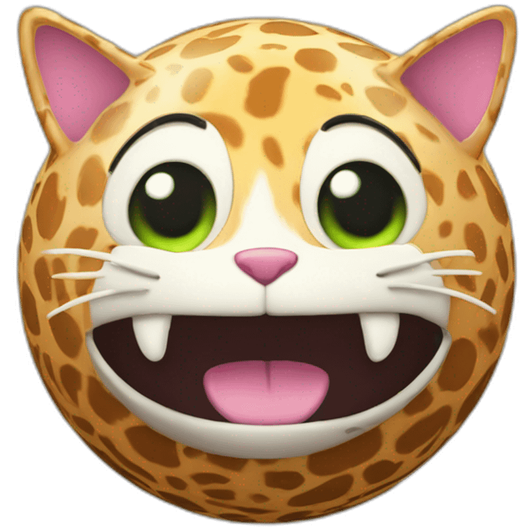 3d sphere with a cartoon Cat skin texture with big playful eyes emoji