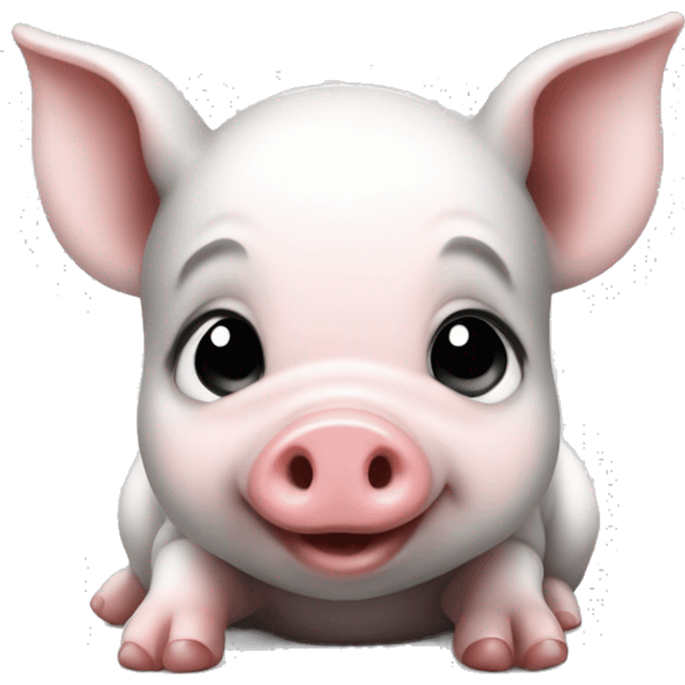 a baby pig black and white emoji