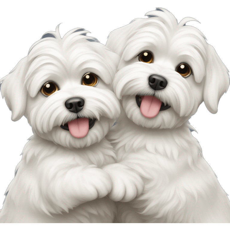 Tow Maltese dogs hugging each other  emoji