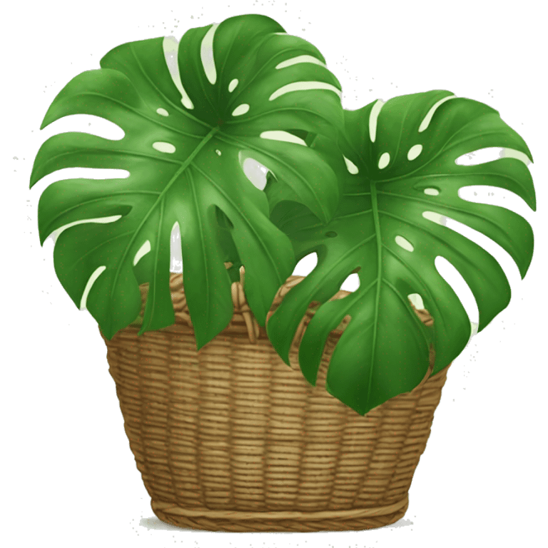 Monstera in wicker basket emoji