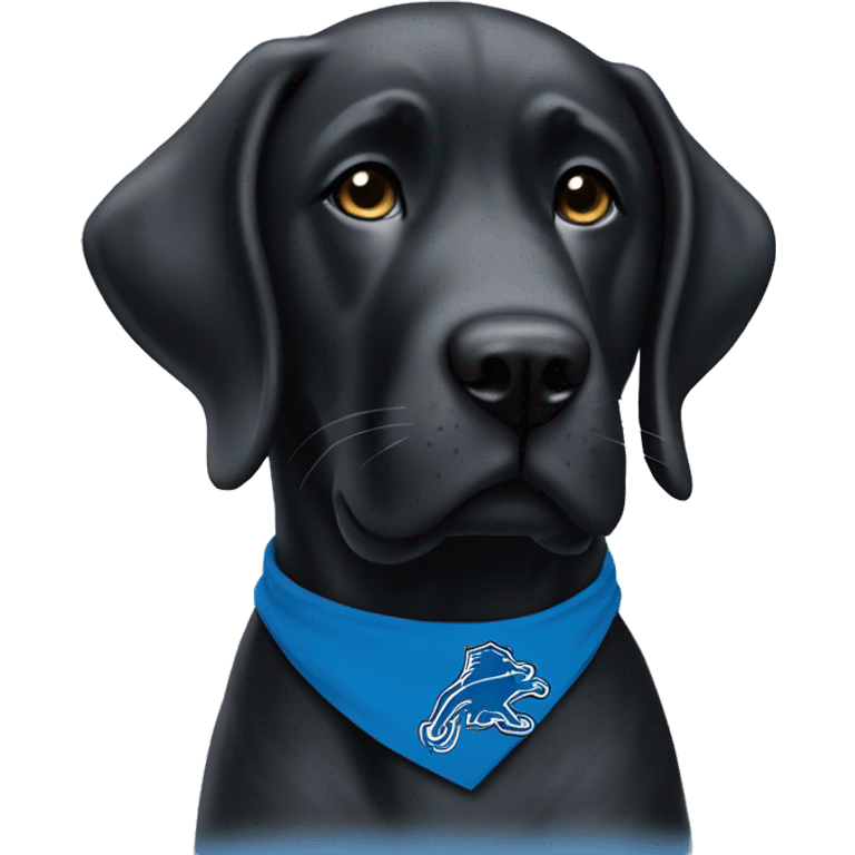 Large Black Lab dog in a Detroit Lions bandana or jersey  emoji