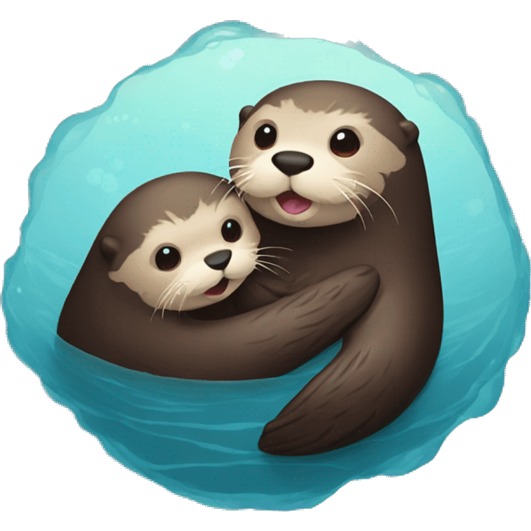 Sea otter mom and baby emoji