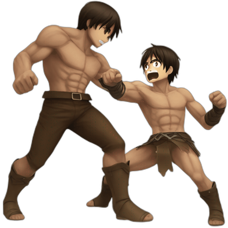 Eren fighting with a titan emoji