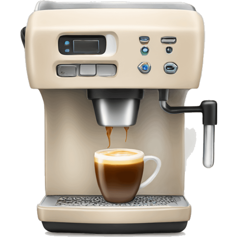 Light beige coffee machine with cup of coffee emoji