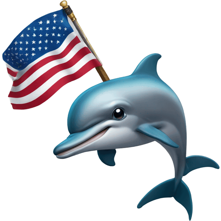 dolphin with a american flag behind it and holding a sword emoji