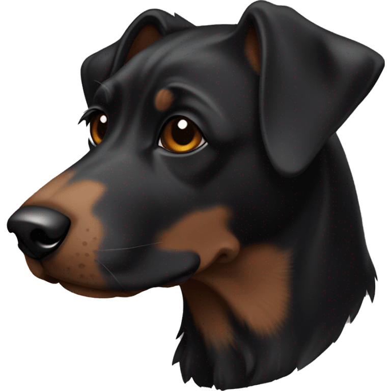 A black dog with brown and white details emoji