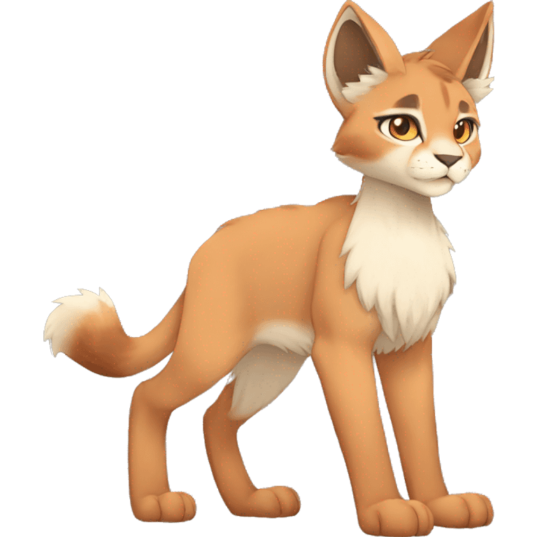 Anthro Beige-Orange-Brown Fur-Sona-Fakemon Lynx-Caracal Full Body emoji