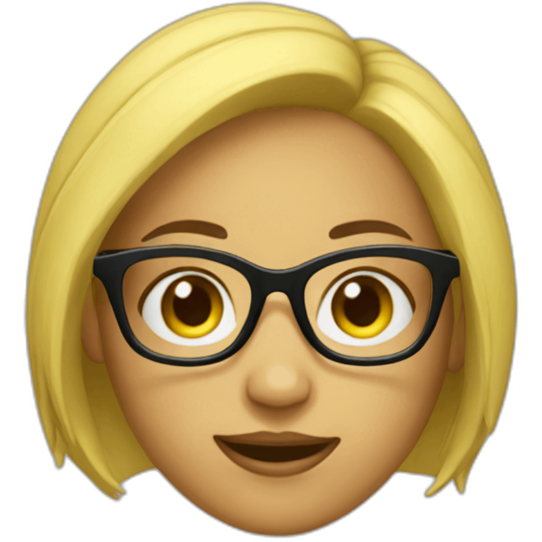 a yellow girl student with black hair glasses emoji