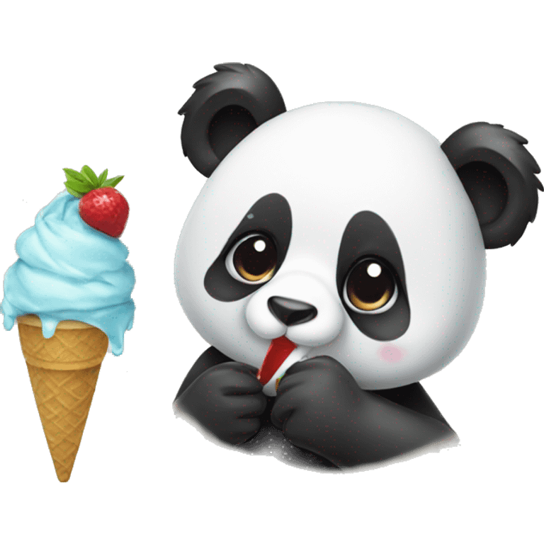 Panda eating ice cream emoji