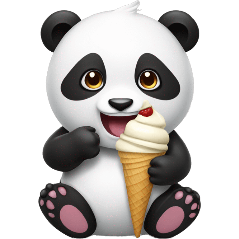 Panda eating ice cream emoji