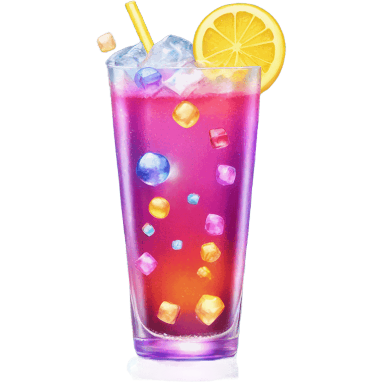 Colorful drink with small ice disco ball sparkle emoji