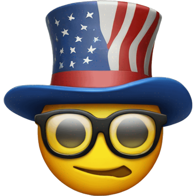 American flag with glasses and top hat emoji