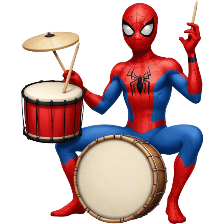 Spiderman with drum emoji