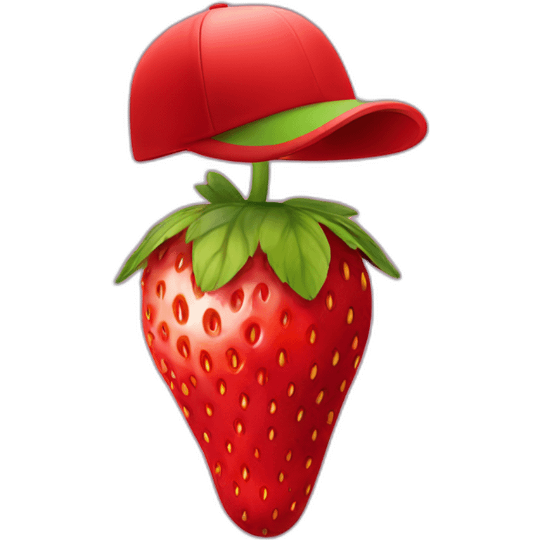 strawberry with a cap eating a strawberry emoji