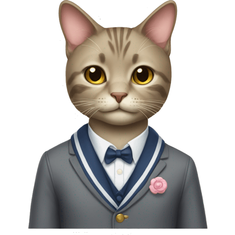 A cat wearing preppy clothes emoji