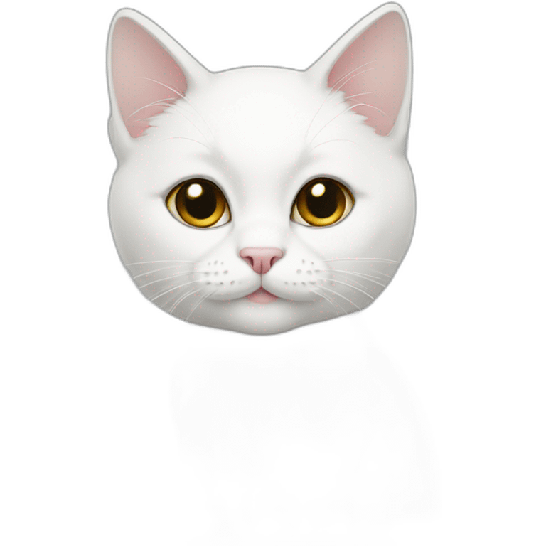 white cat with a little black emoji