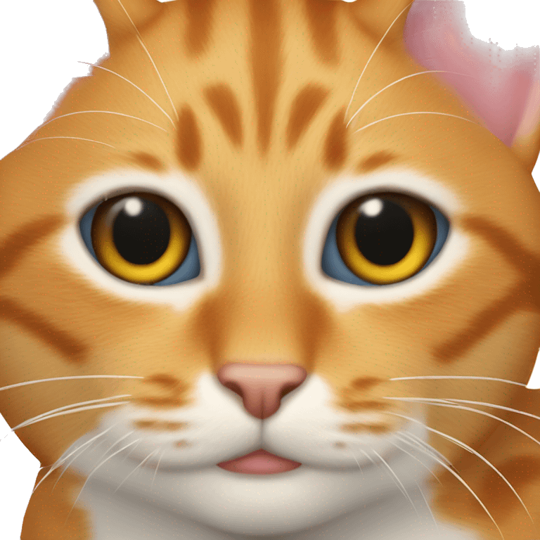 Cat with ginger spot on the left ear and black spot on the rugby ear  emoji