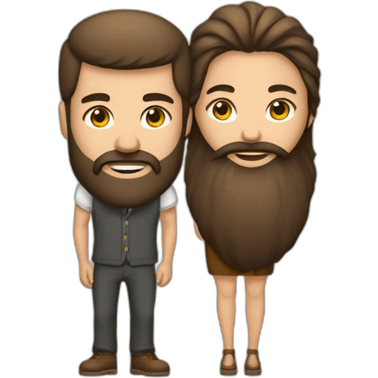 Homme brun avec barbe et une femme brune en jupe courte qui tiens la cuisse de l’homme emoji