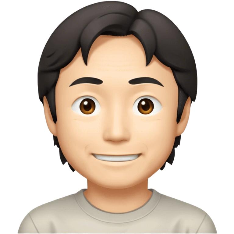 ​Cinematic Realistic Portrait of a Smiling Shigeru Miyamoto, depicted with warm, approachable features, showing a giant smile with expressive eyes, set against a subtle backdrop, inviting lighting that captures his innovative spirit emoji