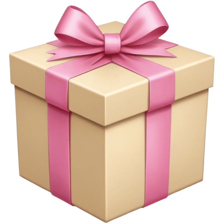 beige gift box with pink ribbon emoji