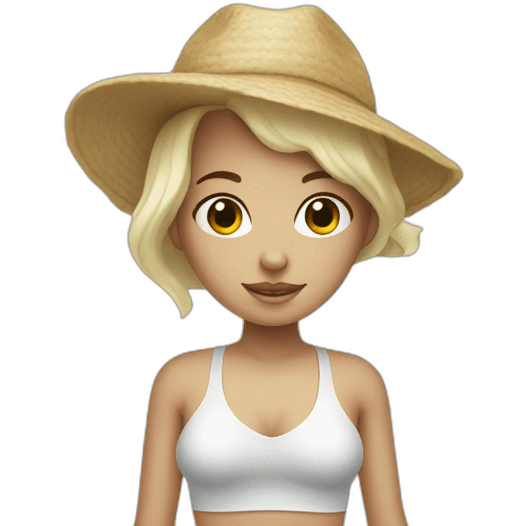 Full white skin body girl on beach emoji