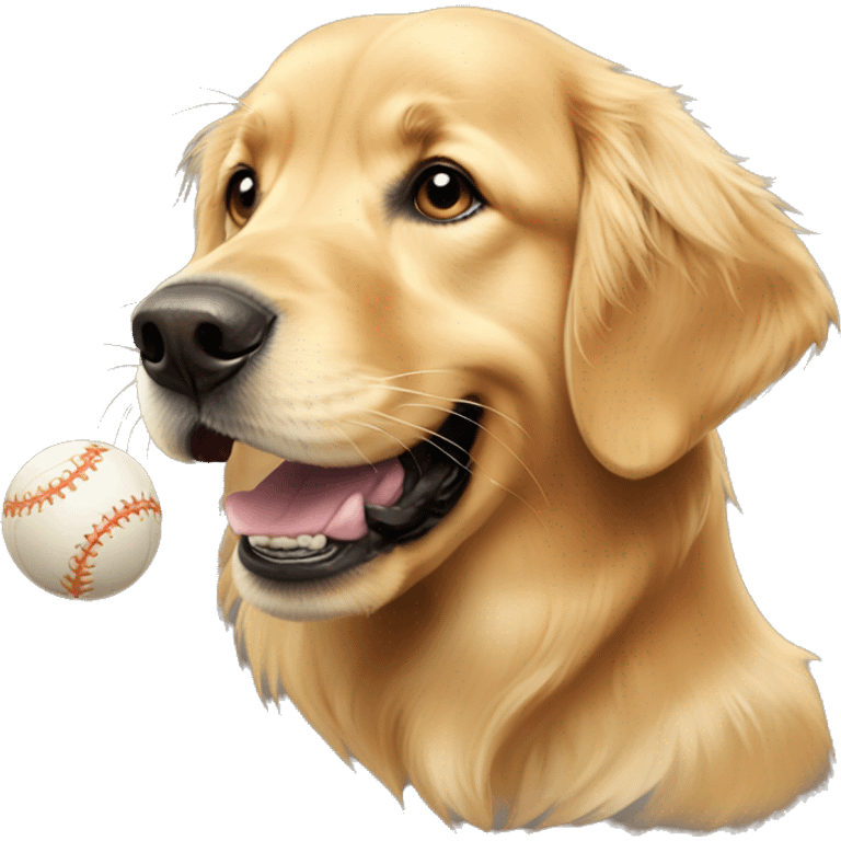 Golden retriever with ball in the mouth emoji