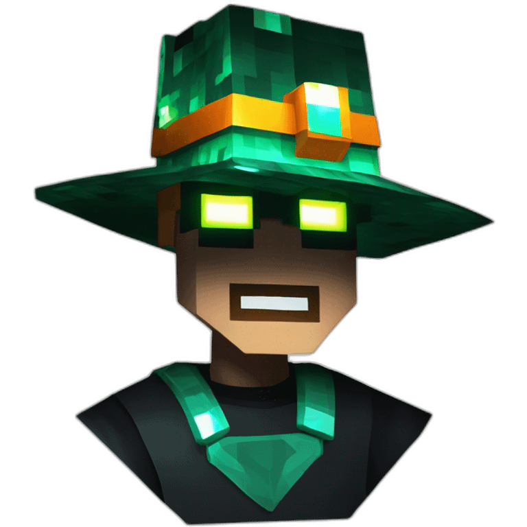 Pixel Minecraft Fedora Halloween Head Mask Diamond Obsidian Emerald Flame Shiny Glow Reward Legendary Unique Epic Mystery emoji