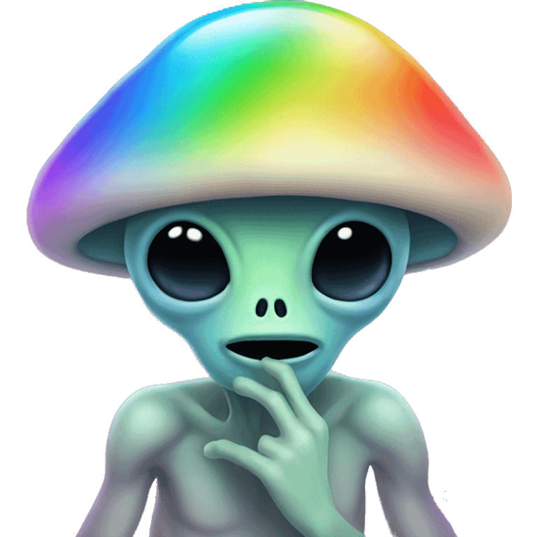 Alien with rainbow mushroom emoji