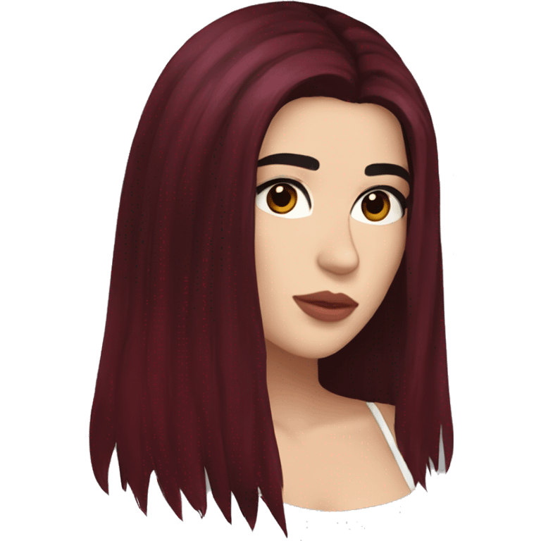 dua lipa with dark red long hair emoji