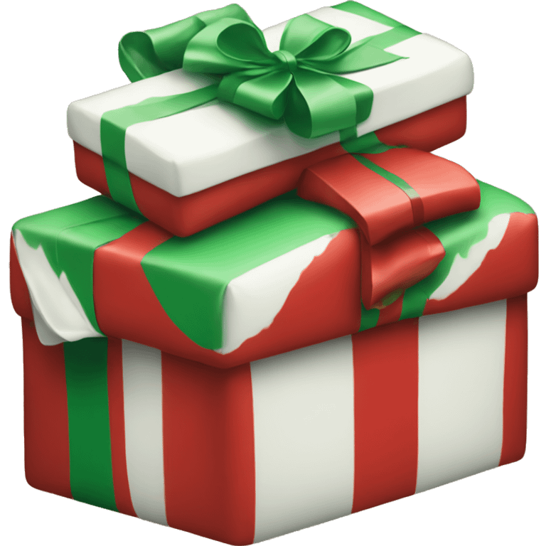 Red, white, and green stacked Christmas presents  emoji