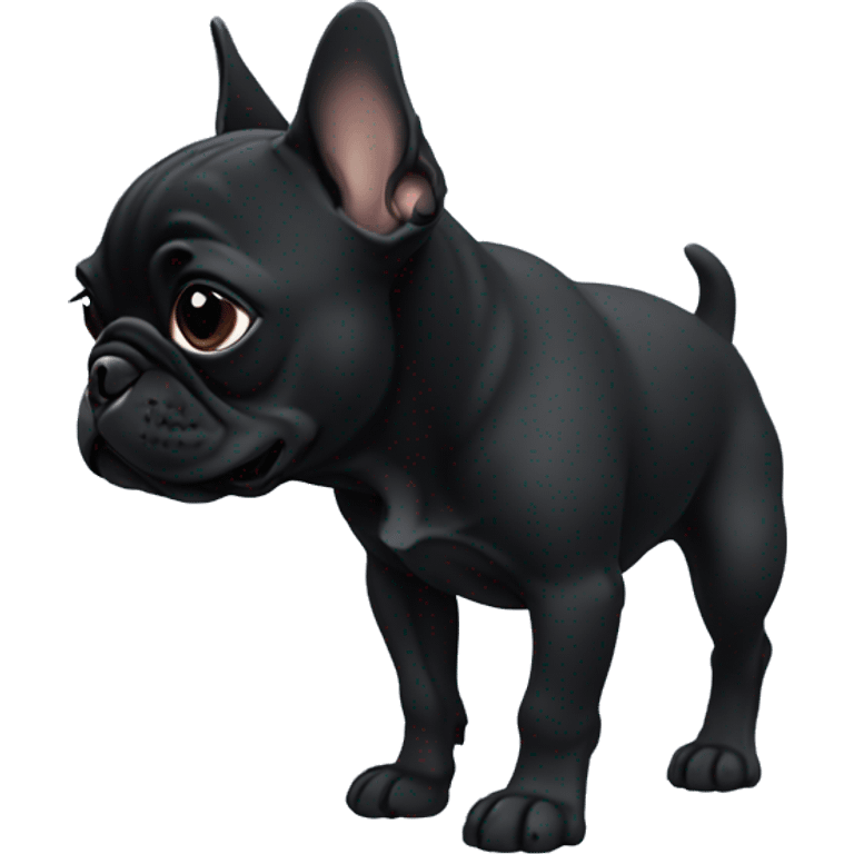 Solid black Frenchie pup  emoji