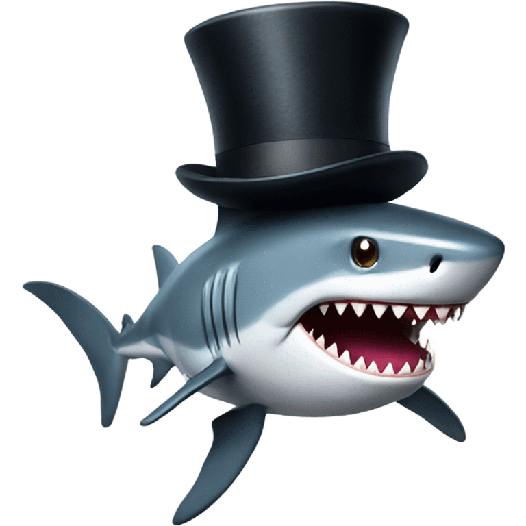 Shark with a top hat emoji