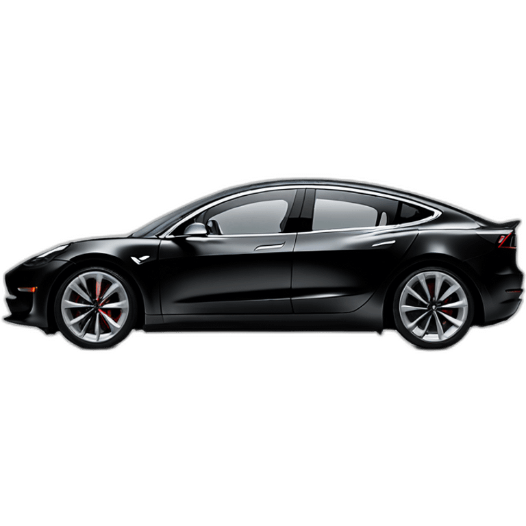 Hyper realistic, open top, black, Tesla Model 3, black upholstery, Performance, left side view emoji