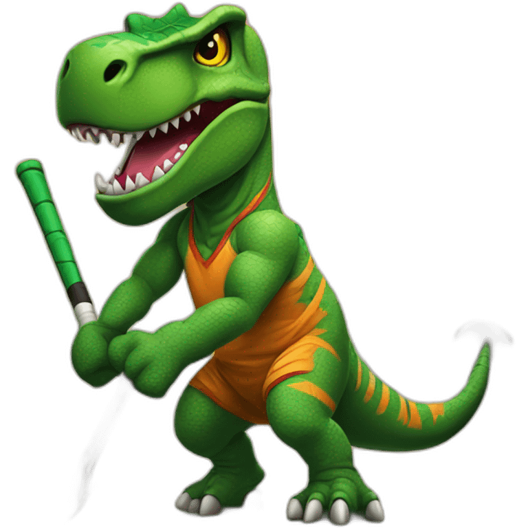 Tiki T-rex street hockey fun emoji