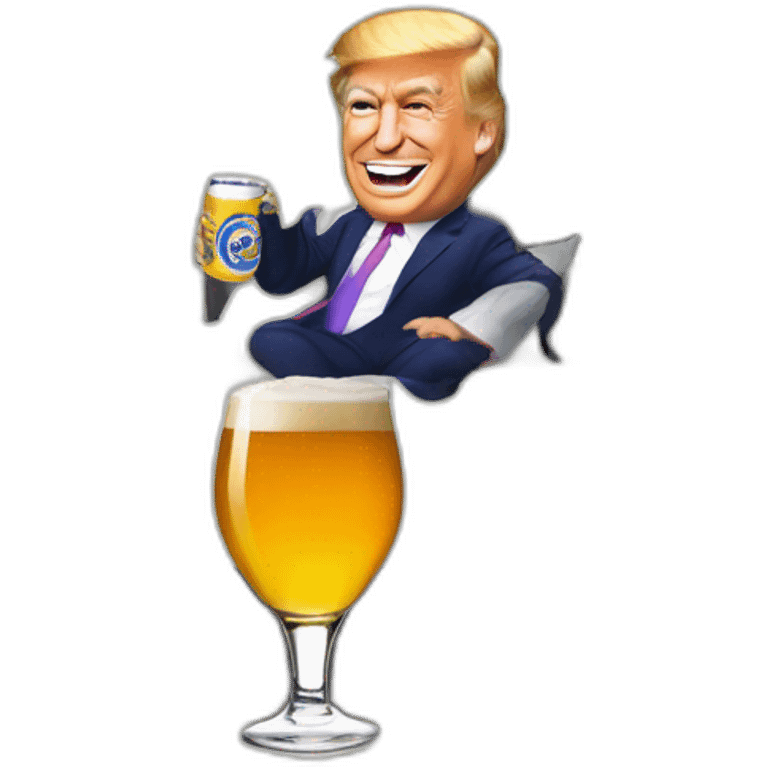 Donald trump drink beer on thé bed emoji