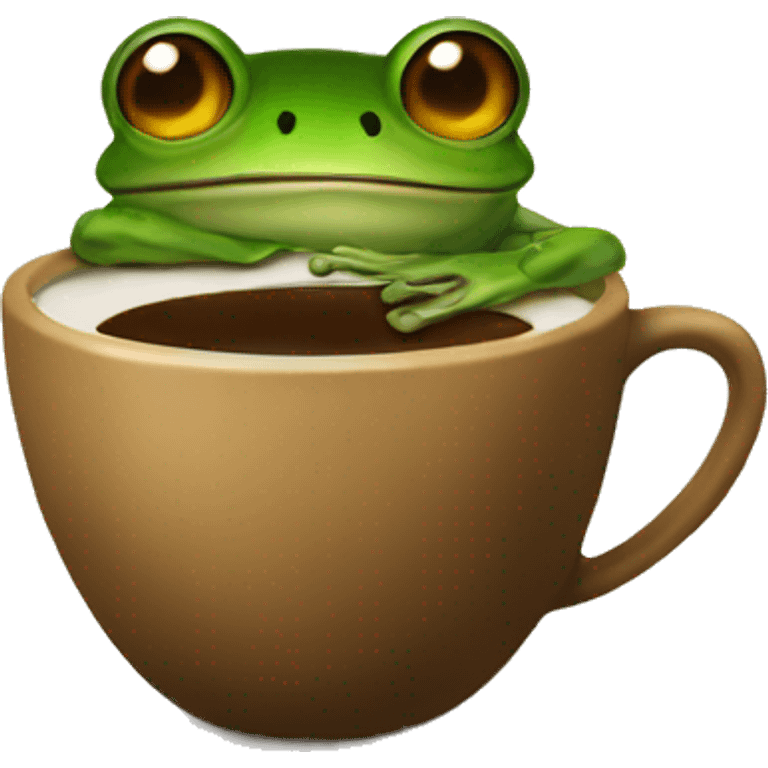 Frog with coffee emoji