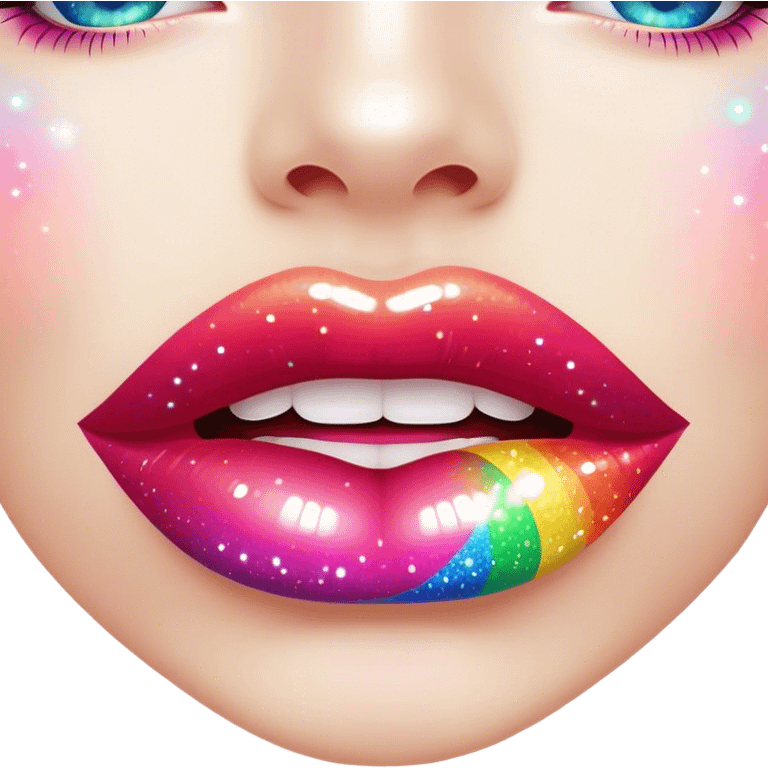 rainbow sparkles on lush lips emoji