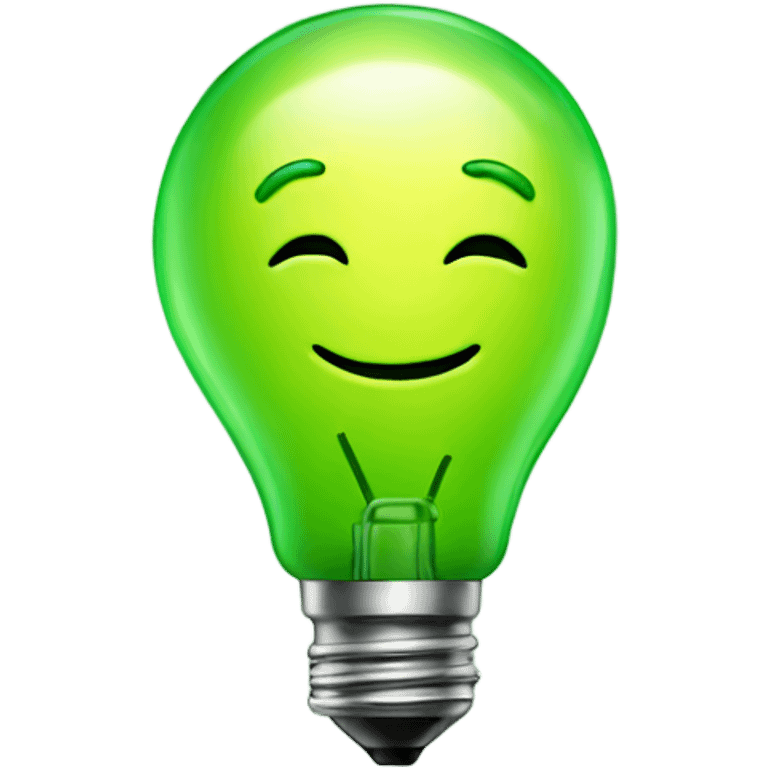 A green bulb smile emoji