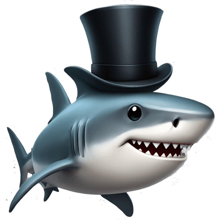 Shark with a top hat emoji