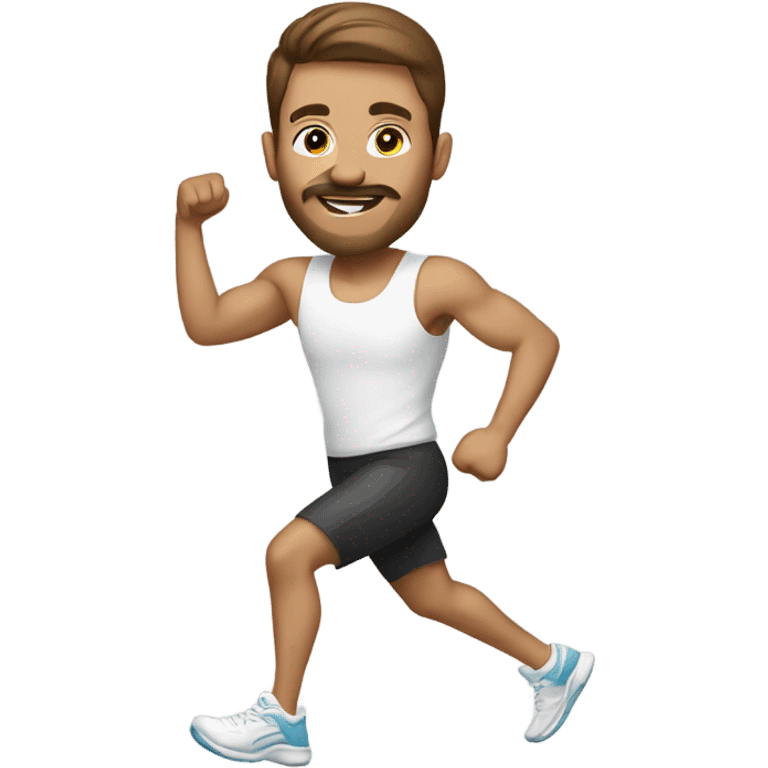 white men brown hair doing aerobic emoji