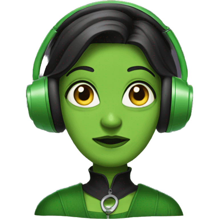 The wicked witch wearing green headphones emoji