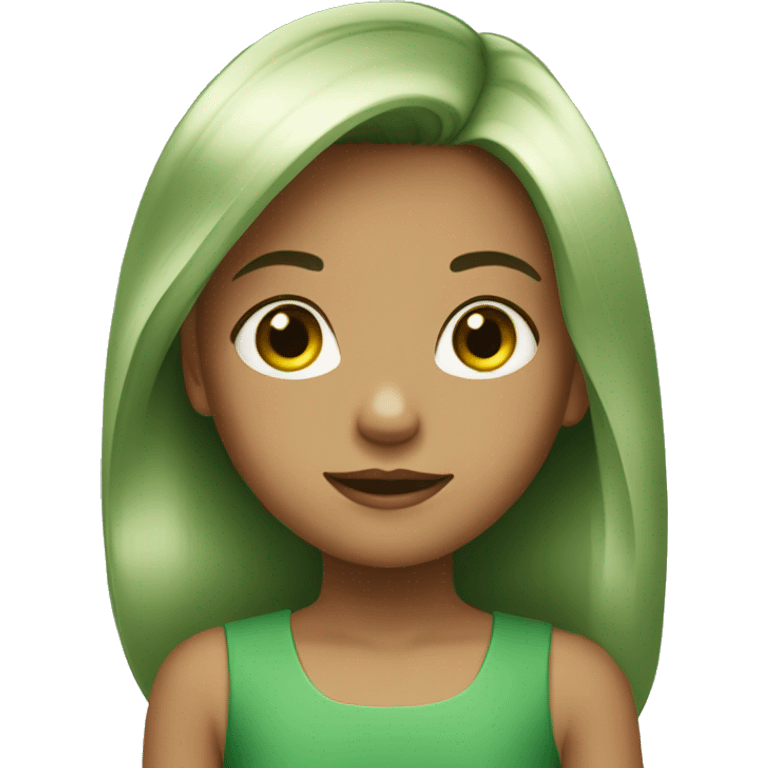 little girl with green dress straight hair emoji