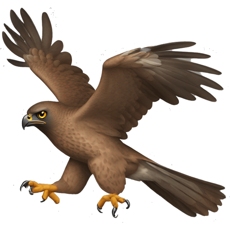 a brown goshawk attacking with his claws emoji