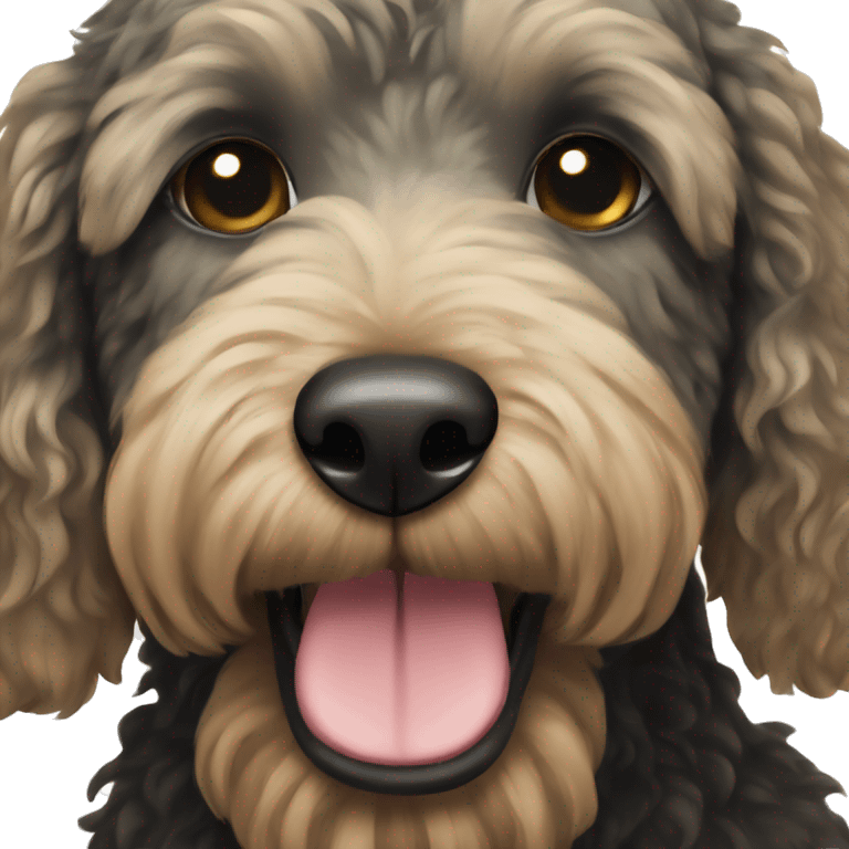 Black golden doodle dog emoji